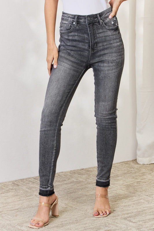 Judy Blue Full Size High Waist Tummy Control Release Hem Skinny Jeans